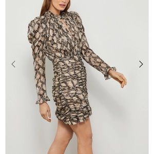 BCBGMAXAZRIA Iman shirred long sleeve dress.
